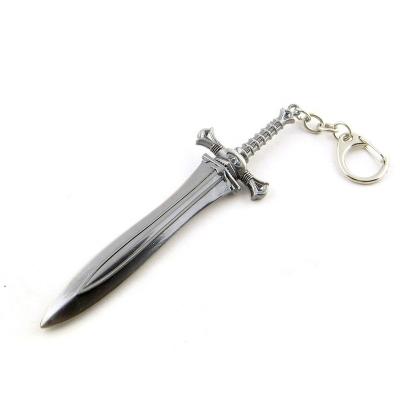 China Europe quality design 3D bronze metal stamping knife mini hard sword key chain enamel key chain for sale