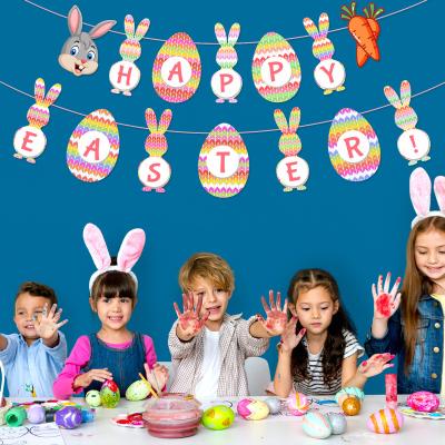 China Happy Egg Bunny Hanging Swirl Cake Topper Easter Banner Holiday Decorations Easter Ornaments Easter Party Supplies for sale
