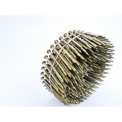 China Flat Factory Direct Supply Carbon Steel 15 Degree Half Painted Coated Galvanized ScrewShank Coil Nails for sale
