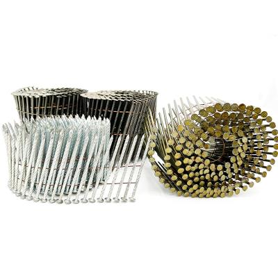 China Flat Diamond Point Coil Roofing Nail 15 Degree Coated Coil Nails For Wood Pallet Furniture for sale