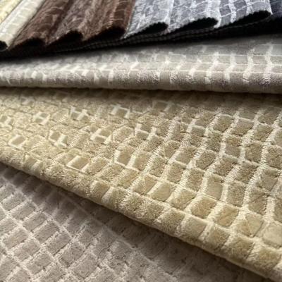 China Glue Embossed Knitted Velvet Fabric Polyester Woven Fabrics Multi Colors Sofa Fabric Factory for sale