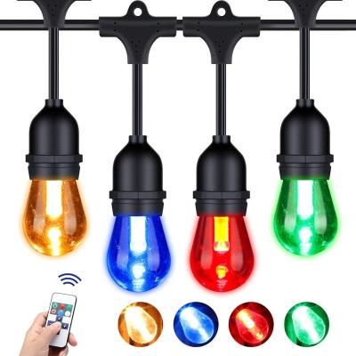 China 48FT RGB LED String Lights Multicolor Vintage Edison s14 Bulbs Outdoor Waterproof LED String Lights Waterproof and Connectable Decor Light Ideal for Christmas Wedding for sale