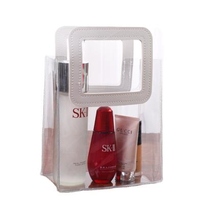 China Portable Hot Sale Souvenir Tote Bag Custom Simple Fashion Wholesale CIA PVC Transparent Cosmetic Shopping Bag for sale