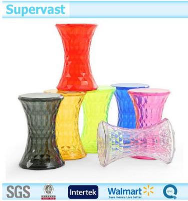 China Colorful Patio Furniture Accessories Small Round Drum Shaped Clear Plastic StoolChairs for sale