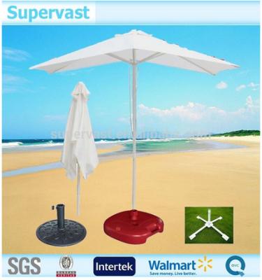 China Professional White 6 Ribs Frozen Beach Sun Shade Umbrella UV Resistant for sale