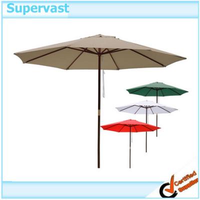China 9 Foot Push up Wood Patio Umbrella , 2.7M Teak Wood Market Umbrellas for sale