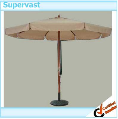 China Patio Umbrella Pulley System Straight Wood Middle Column Umbrella For Beach for sale