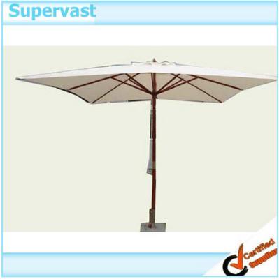 China Outdoor Square Wood Commercial Patio Umbrellas , 3m x 3m Wooden Platane Parasol for sale