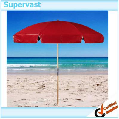 China Custom UV Fade Resistance Seaside Wood Patio Umbrella / Waterproof Beach Sun Shelter for sale
