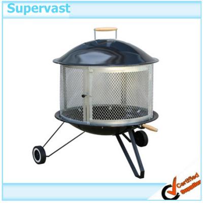 China 28'' Steel Porcelain Fireplace Cast Iron Outdoor Fire Pit For Keeping Warm for sale