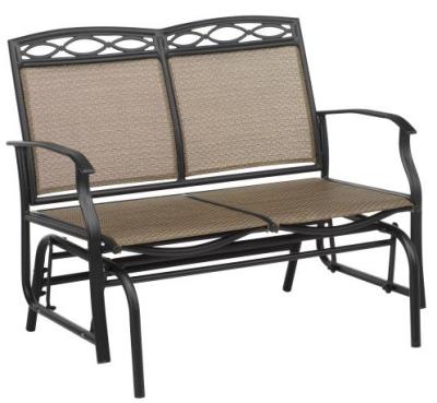 China Outdoor Leisure Steel Patio Furniture Steel Sling 2 Person Glider Chair for sale