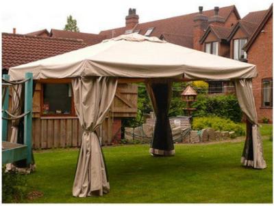 China Large UV - Resistance Steel Patio Event Garden Gazebo Tent With Beautiful Curtains for sale