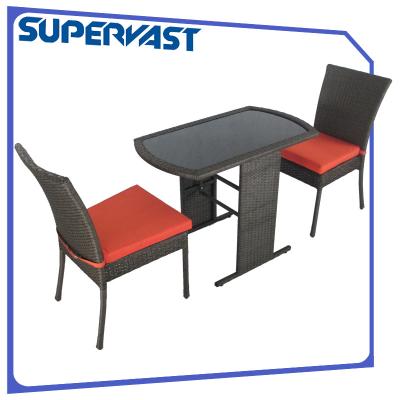 China Black Compact 3pc Resin Wicker Patio Furniture Set with Seat Cushion for sale