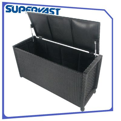 China KD Style Resin Wicker Outdoor Patio Sets Poly Rattan Storage Bin With Wheels for sale