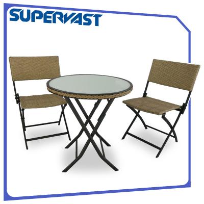 Chine Tableau de pliage de rotin de loisirs de patio d'Undertint et ensemble extérieurs de Bistros de chaises à vendre