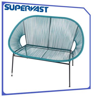 China Multi color Steel Frame Resin Wicker Patio Furniture Circular Wicker Weaving Outdoor Egg loveseat for sale