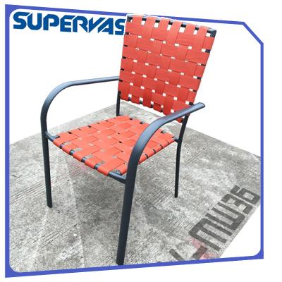 China Furniture Outdoor Patio Chairs Cross Weave Garden Patio Strap Dining Banquet Chair for sale