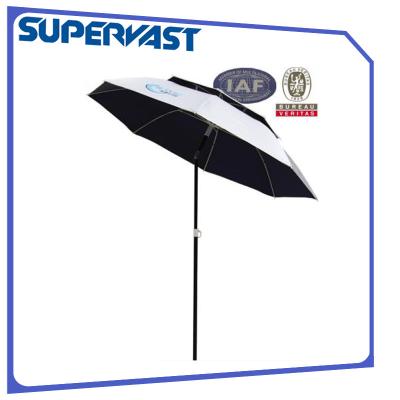 China 180/200/220cm Double-Oxford-Canopy Fiberglass Rib Beach Umbrella with Tilt for sale