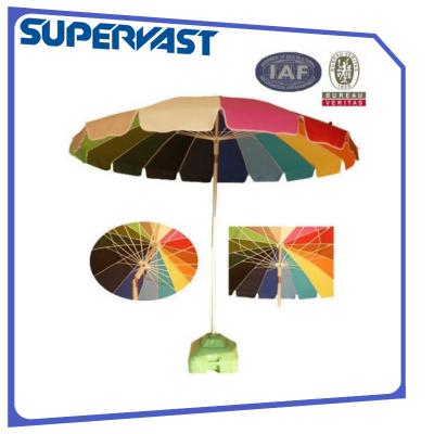 China Colourful Bright 8 Feet Fiberglass Wire Iron Tlit Beach Umbrella for sale