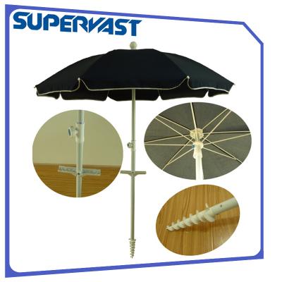 China Outdoor 6 Feet Small Solid Color Beach Umbrella with Screw Base for sale