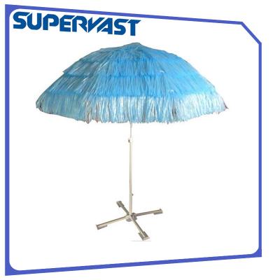 China PP Straw Hawaii 8FT Tessal Nylon Tropical Island Beach Umbrella for sale