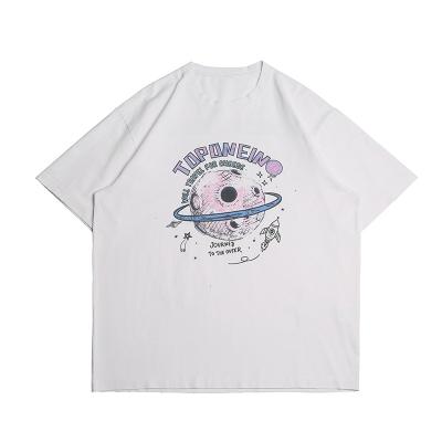 China 280gams Anti-Wrinkle Heavy Oversized Drop Shoulder O-Neck T-shirt Loose Unisex 100% Cotton for sale