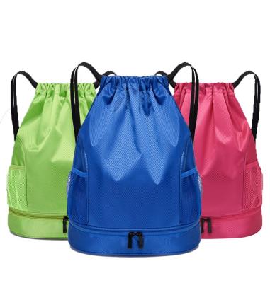 China 34x42cm Foldable Drawstring Backpack Polyester RPET Material for sale