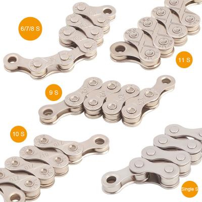 China Carbon Steel Bike Bicycle Chain 6 7 8 9 10 11 12 Speed Velocidade Plated Silver Mountain Road MTB Chain Bike Chains 116 Links for sale