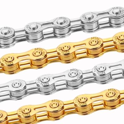 China Bicycle Parts 8 9 10 11 Speed Bicycle Chain MTB Mountain Road Bike Semi-Hollow Gold Chain Links 116 Cavity Fully for sale