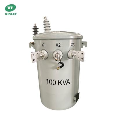 China 100KVA Single Phase PoleMounted Distribution Transformer Oil Immersed 12470V 304SS tank Liquid Filled Pole Mounted for sale