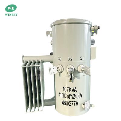 China 167Kva Single Phase Pole Mounted Transformer Step Down 12.47KV Oil Immersed ANSI IEEE DOE 2016 Standards Power Overhead Distribution Transformer for sale