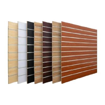 China Contemporary 18 mm Slatwall Panel slatwall shelves/grooved Melamine Mdf Display Board for sale