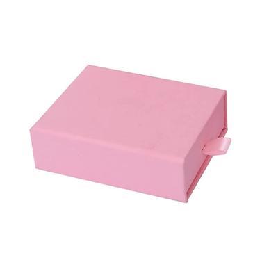 China Recycled Materials Wholesale Custom Cardboard Jewelry Gift Bag Necklace Box Packaging Sliding Drawer Jewelry Paper Pink Paper Box for sale