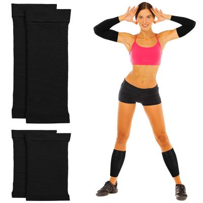 China Breathable 4 Pair Arm Shapers For Women Arm Compression Sleeve For Slack Lose Tattoo Conceal 2 Pair Calf Compression Sleeve Included for sale
