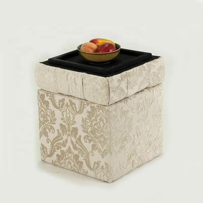 China 2022 Design Button Cube Square Fabric Frame Bed Stool Contemporary Square Storage Stool Wooden Cube Stool (KY-2852) for sale