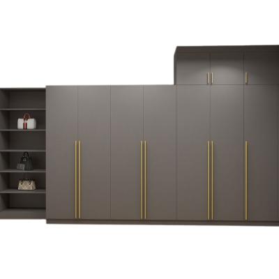China Customized Aesthetic Wardrobe Closet Organizer 7 Grid Entering Locker Room Wardrobe Cabinet Style Bay Black For Hanging Clothes for sale