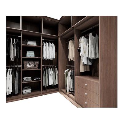 China Modern MDF Mount Wardrobe Door Panel L Shape Free Standing Open Wardrobe With Drawers for sale