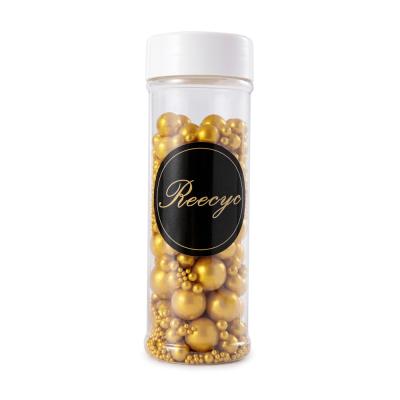 China 130g Cake Craft Accessories Granular Candy Golden Mixed Size Sugar Beads Baking Decorations Cake Decoration Sugar Beads for sale