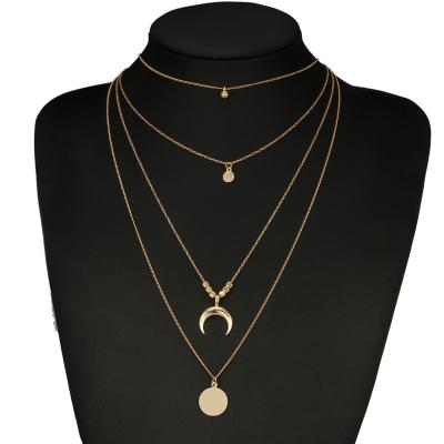 China TRENDY Fashion Moon Horn Wafer Alloy Necklace Jewelry Set Stainless Steel Necklace For Women for sale