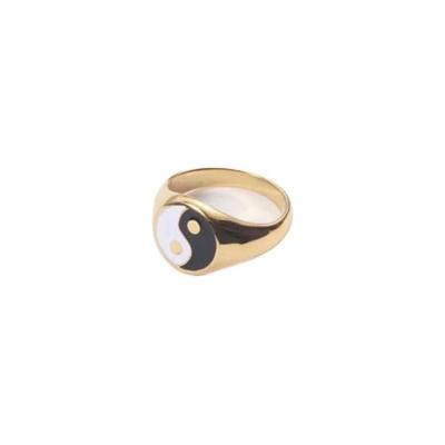 China CLASSIC Black and White Yin Yang Creative Chatter Fashion Ring Multicolor Stainless Steel Rings tai Chi ring for sale