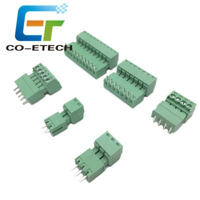 China For Eclectic PCB Screw TB Connector KF2EDG 2/3/4/5/6/7/8/9/10/12 Pins Right Angle/Straight Plug 15EDG Pin Needle Plug 3.5mm for sale