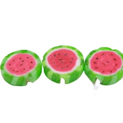 China 6g Natural Mini Kid Flavor Soft Hard Candy Customized Bulk Fruit Packing Shape Hard Sliced Lollipop for sale