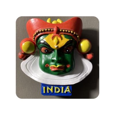 China Cultural Memorial Creative Cartoon Resin Tourism Mask Three-Dimensional Fridge Magnet Handmade Indian Characteristic Painting for sale