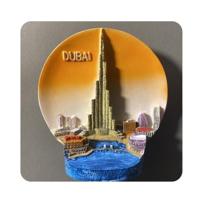 China Burj Khalifa Tower Creative Resin Painting Decoration Three-dimensional Refrigerator Landmark Handmade Architecture Dubai Tourist Souvenirs for sale