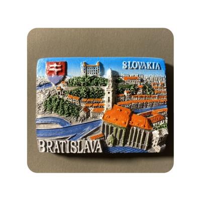 China Handmade Custom Resin Slovak Capital Tourists Memorial Home Decoration at Landmark Scenic Spots in Bratislava Fridge Magnet for sale