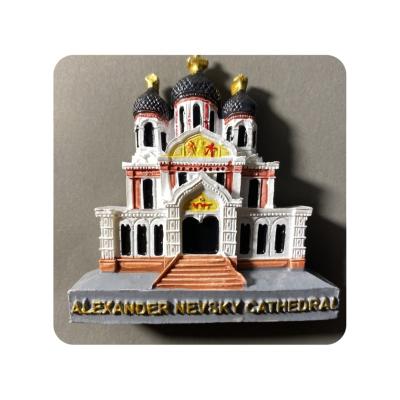 China Handmade Custom Resin Estonia Decoration Tourist Memorial Crafts of St Alexander Levsky Cathedral in Tallinn Fridge Magnet for sale