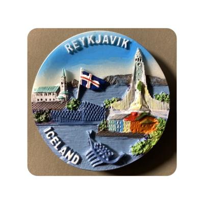 China Creative handmade resin house decoration for tourism souvenirs in Reykjavik Iceland fridge magnets for sale