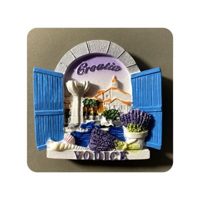 China Handmade Croatian tourist destination Vodice souvenir resin painted crafts fridge decorative mgnets for sale