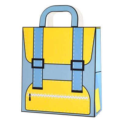 China Recyclable Wholesale Custom Logo Cardboard Packaging Children Present Bagpack style Luxury Gift Shopping Jewelry paper bag With Handles for sale