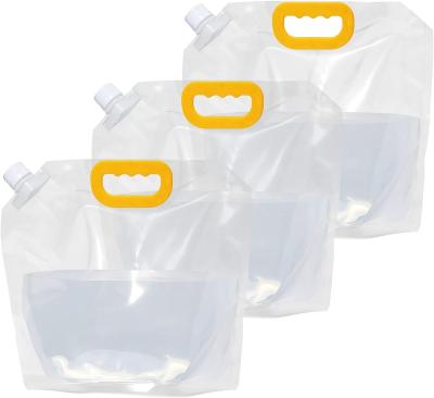 China Moisture Proof Transparent Outdoor Stand Up 1.5L/2.5L/5L/10L Liquid Spout Bag Handle Water/Coffee/Juice/Beer/Wine Plastic Resealable Packaging for sale